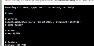 CleanFlight / BetaFlight – Commandes du « CLI » Naze32 CLI dump